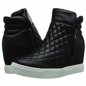 Steve Madden Black Linqs Sneaker Wedges Size 9